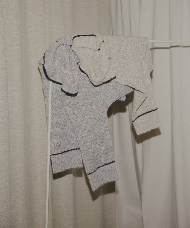 配色ミックスポロニット