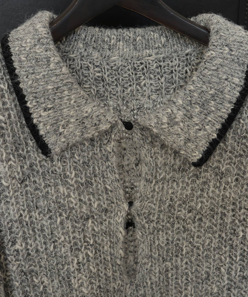 配色ミックスポロニット