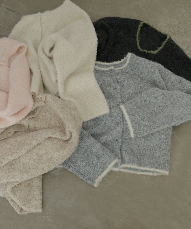 ブークレクルーネックカーディガン