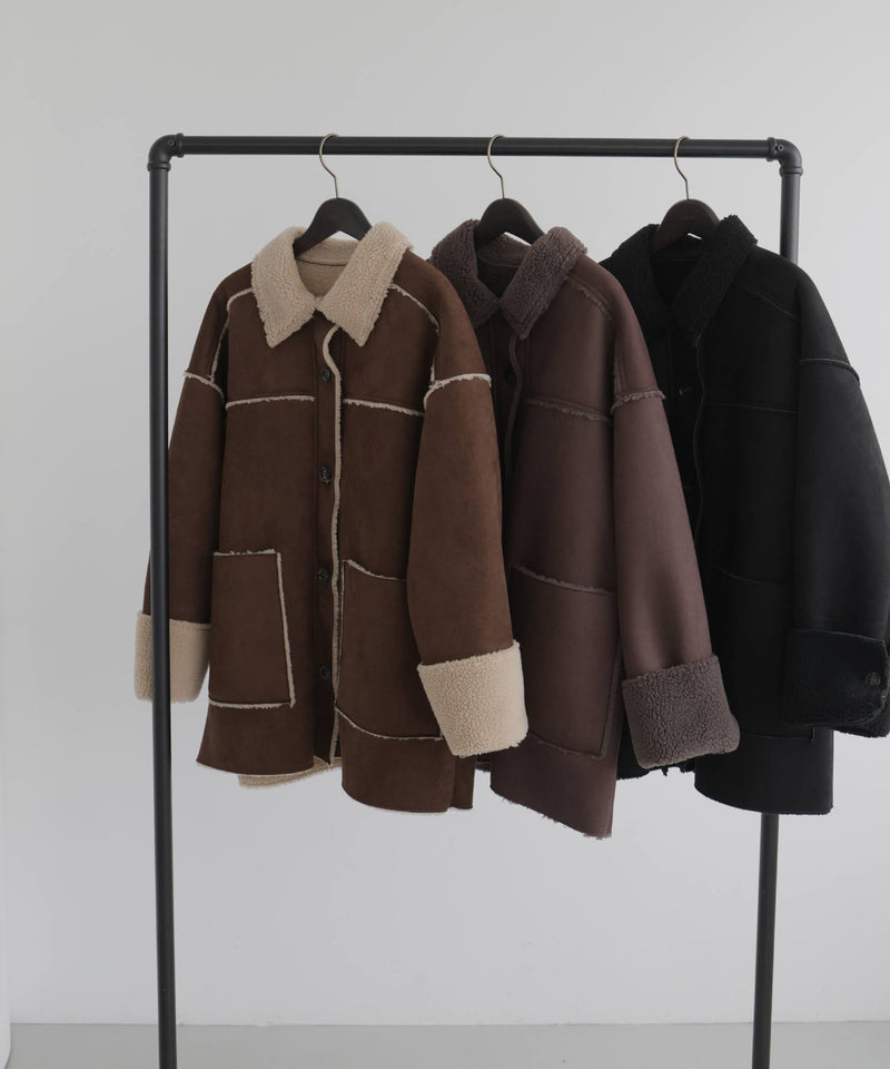ムートンボアリバーシブルコート