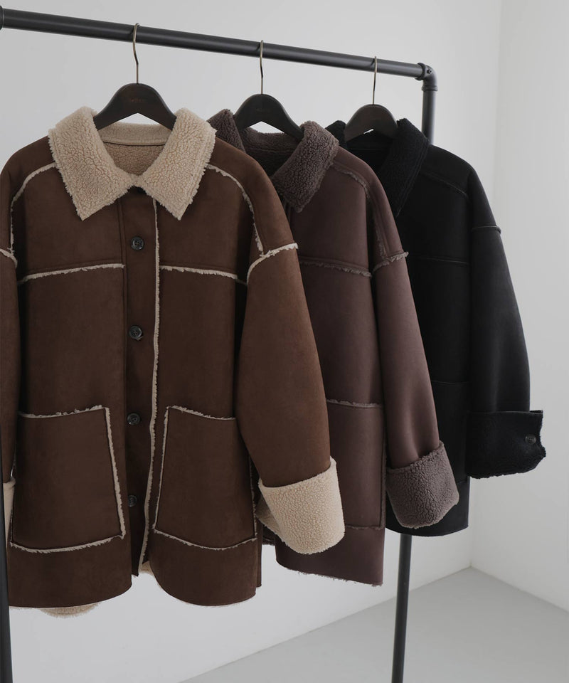 ムートンボアリバーシブルコート