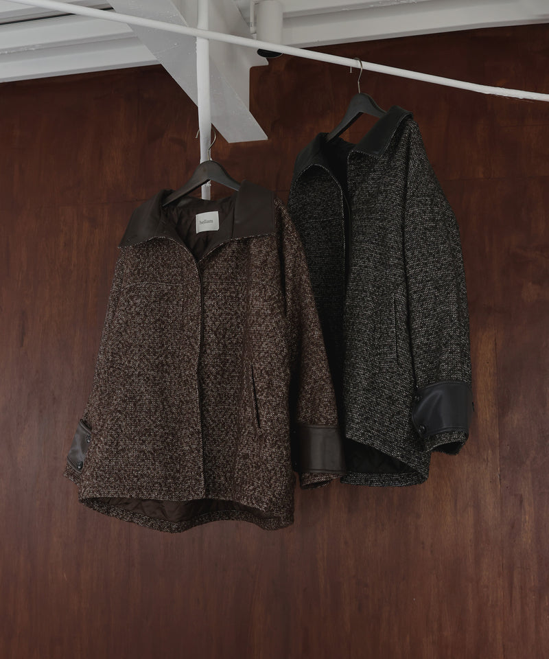 【sakippe×hellam】レザーカラー中綿オーバージャケット