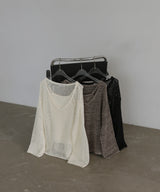 キャミ付き透かし編みニットトップス