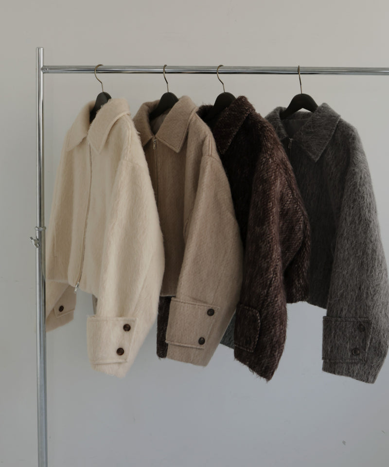 【10月中旬お届け】シャギーショートジップブルゾン