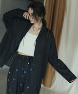 刺繍レースオープンカラーシャツ