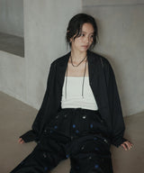 刺繍レースオープンカラーシャツ