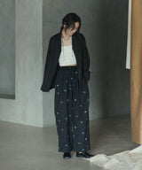 刺繍レースオープンカラーシャツ